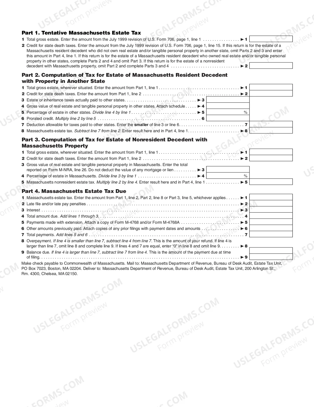 Preview Massachusetts Resident Estate Tax Return