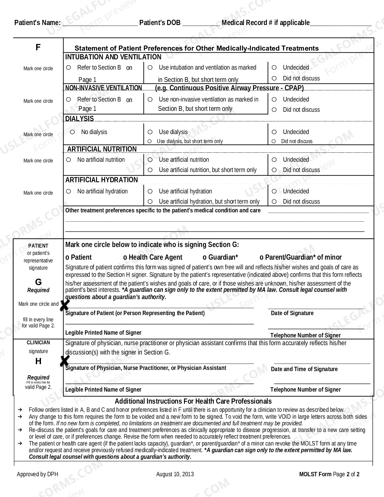 Preview Massachusetts Medical Orders for Life Sustaining Treatment