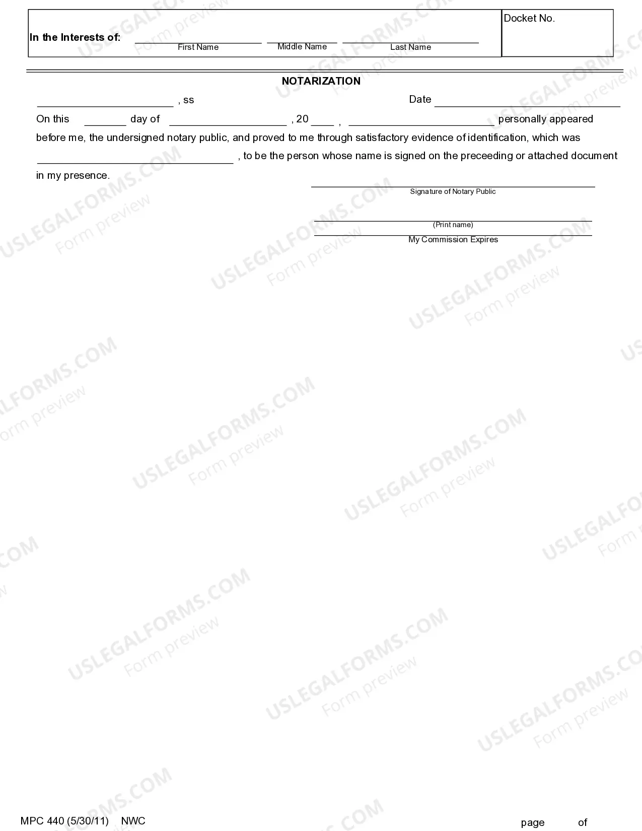 Preview Notarized Waiver and Consent to Petition for Guardianship of a Minor