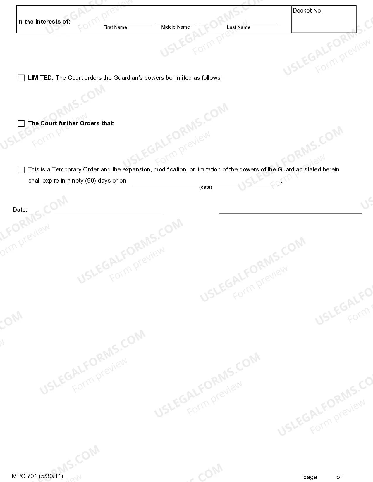 Preview Decree and Order of Expansion-Modification-Limitation of the Powers of a Guardian