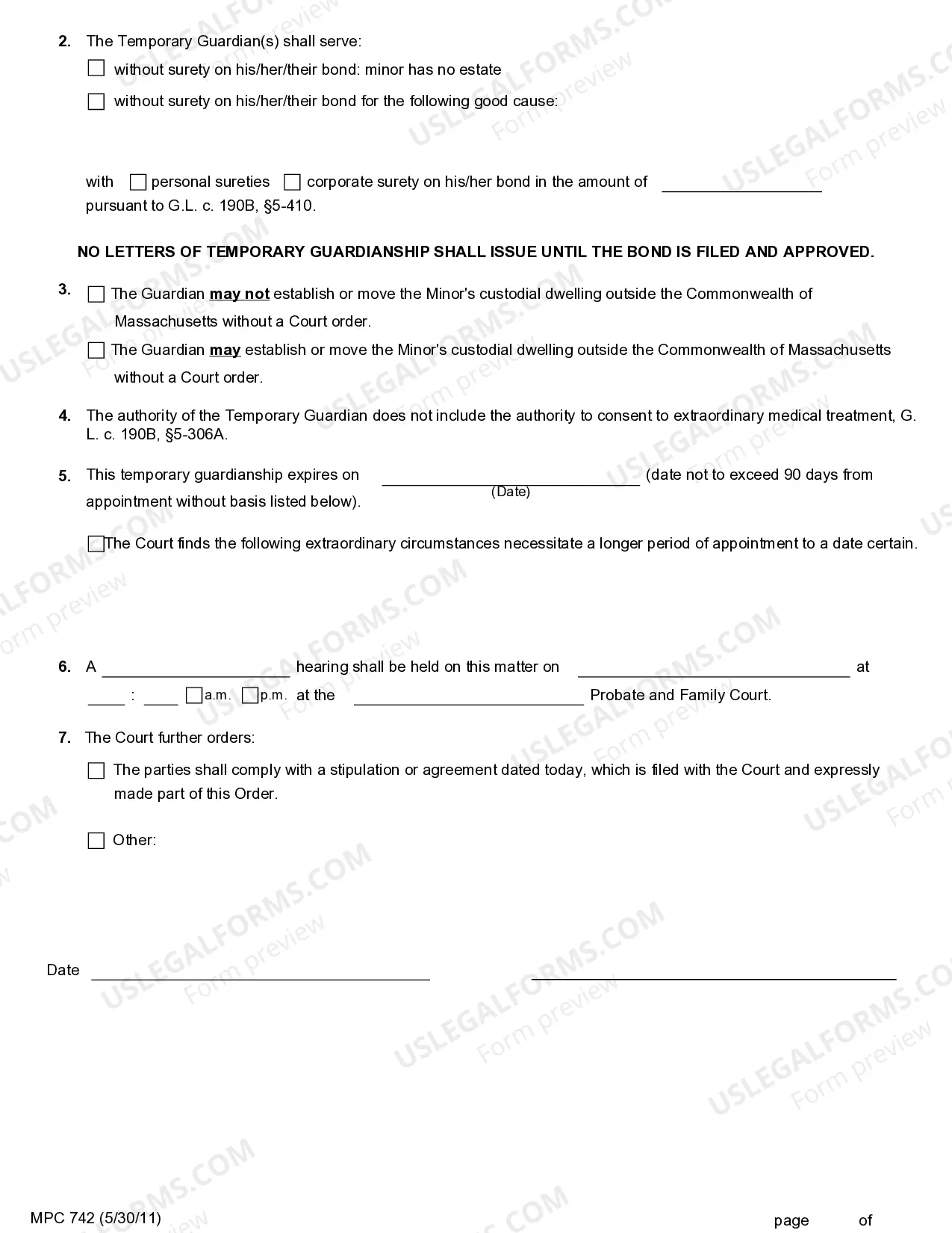 Preview Order Appointing Temporary Guardian For A Minor