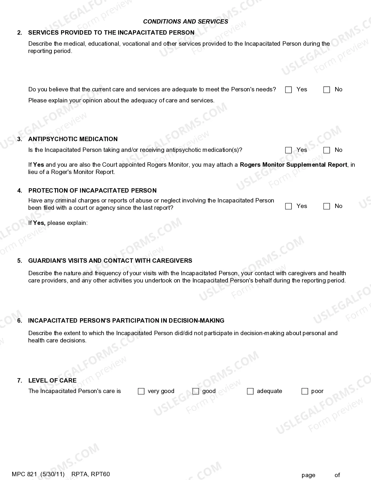 Preview Guardianship of Person Care Plan/Report - Incapacitated Person (Adult)