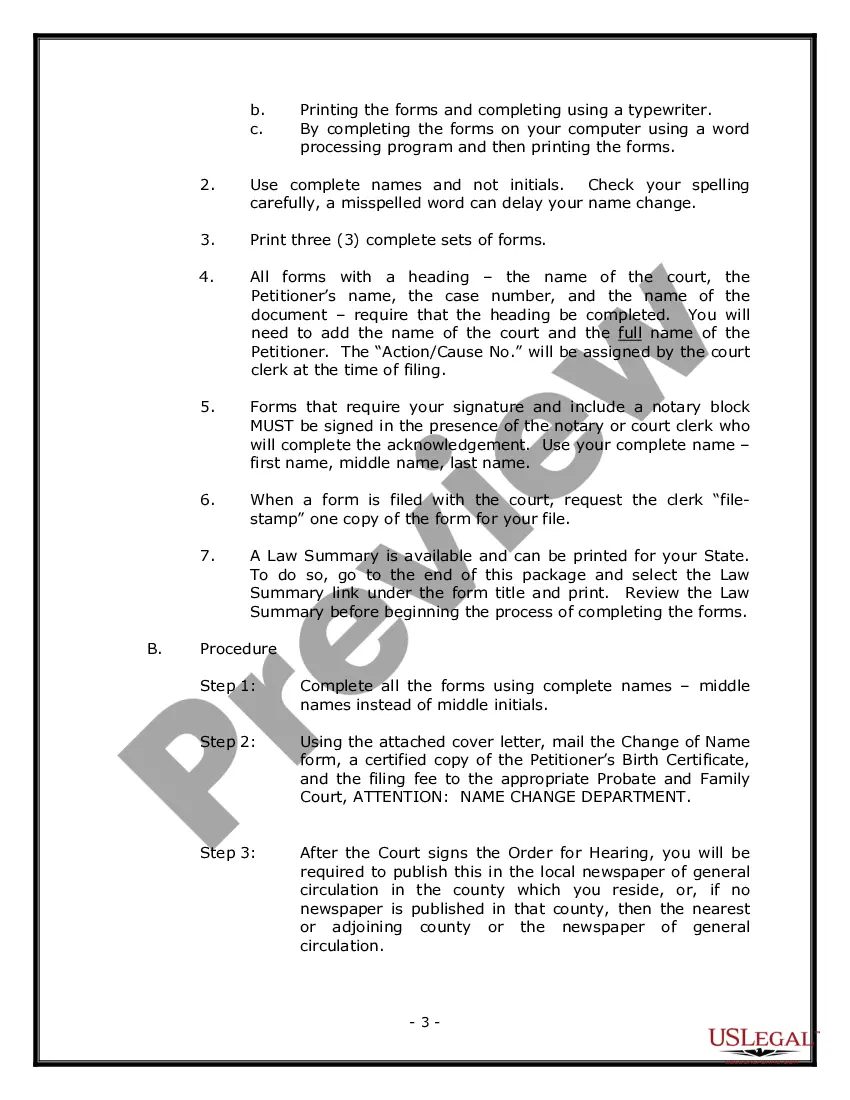 Preview Massachusetts Name Change Instructions and Forms Package for an Adult