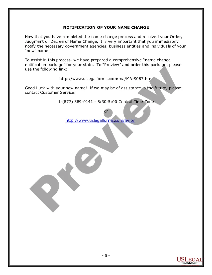 Preview Massachusetts Name Change Instructions and Forms Package for an Adult