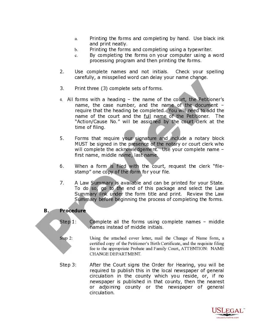 Preview Massachusetts Name Change Instructions and Forms Package for a Family