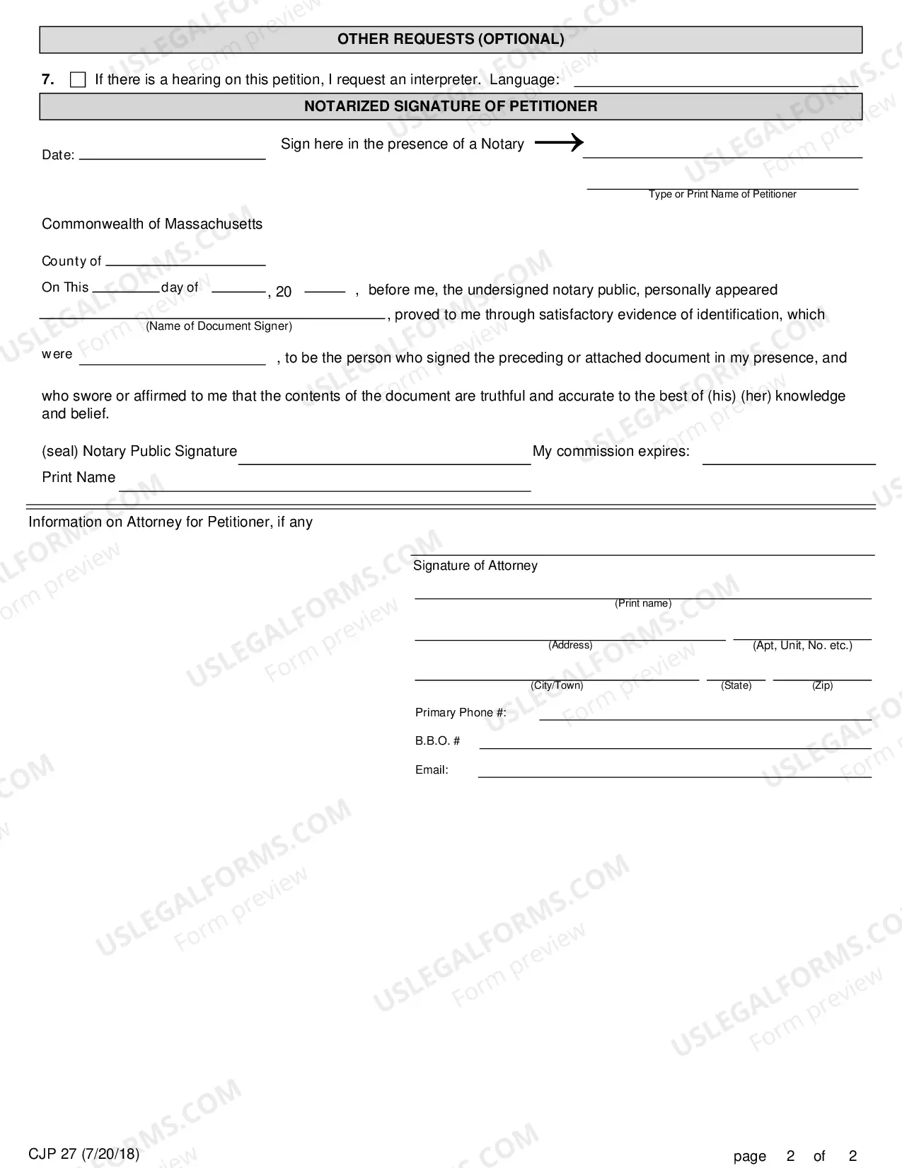 Preview Petition for Change of Name of Adult