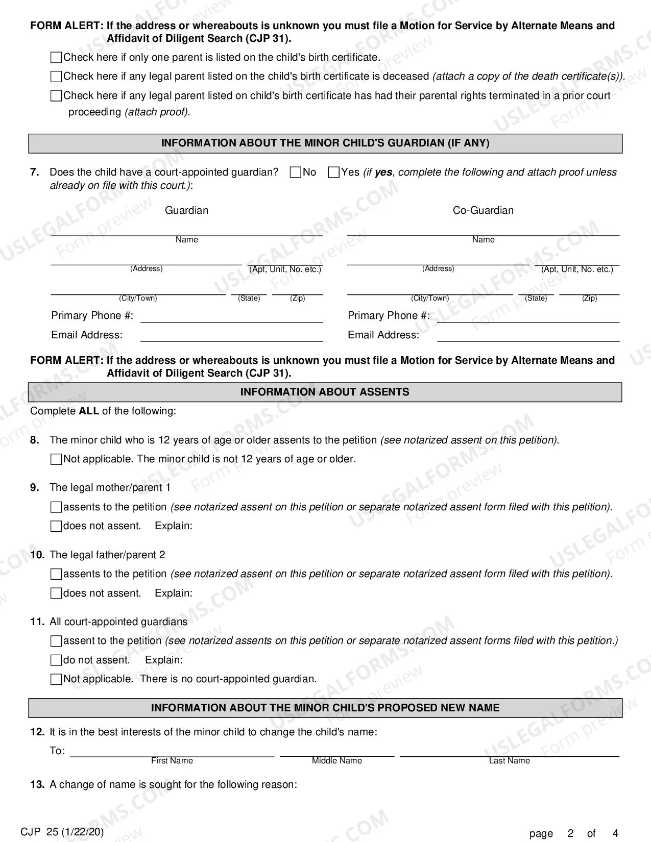 Preview Petition for Change of Name of Minor