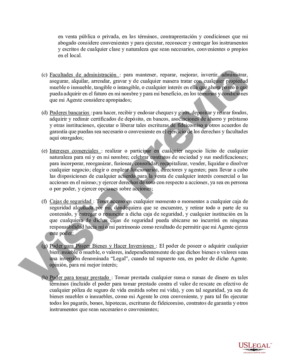 Preview Poder general duradero para la propiedad y las finanzas o efectivo financiero en caso de incapacidad
