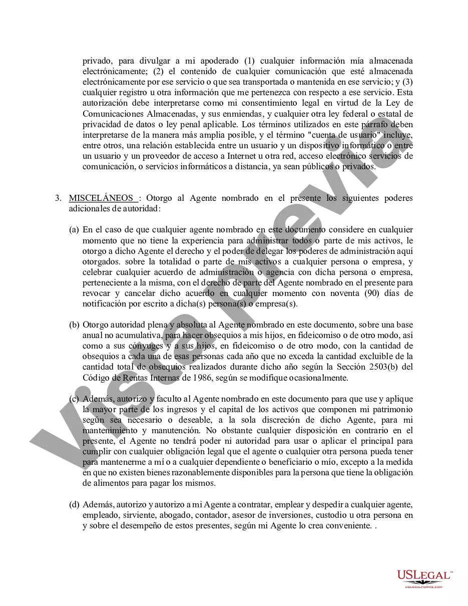 Preview Poder general duradero para la propiedad y las finanzas o efectivo financiero en caso de incapacidad