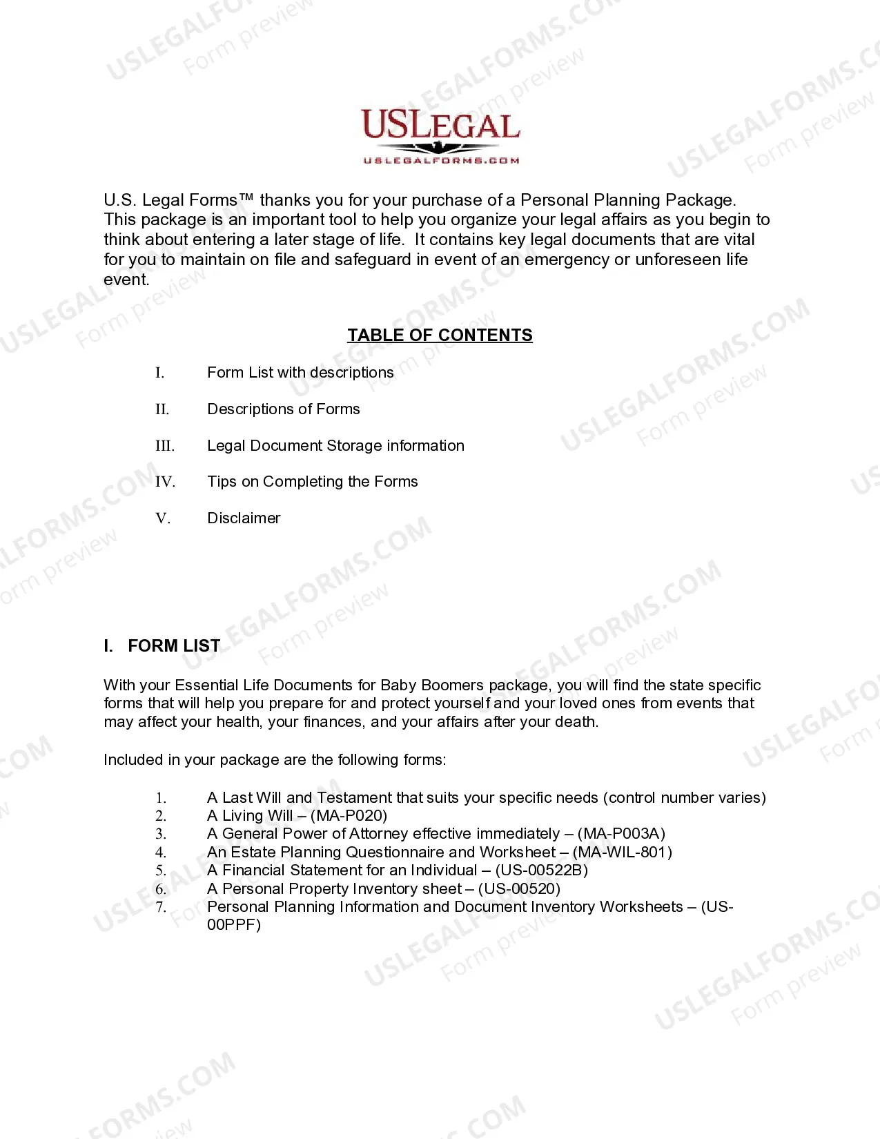 Preview Massachusetts Essential Legal Life Documents for Baby Boomers