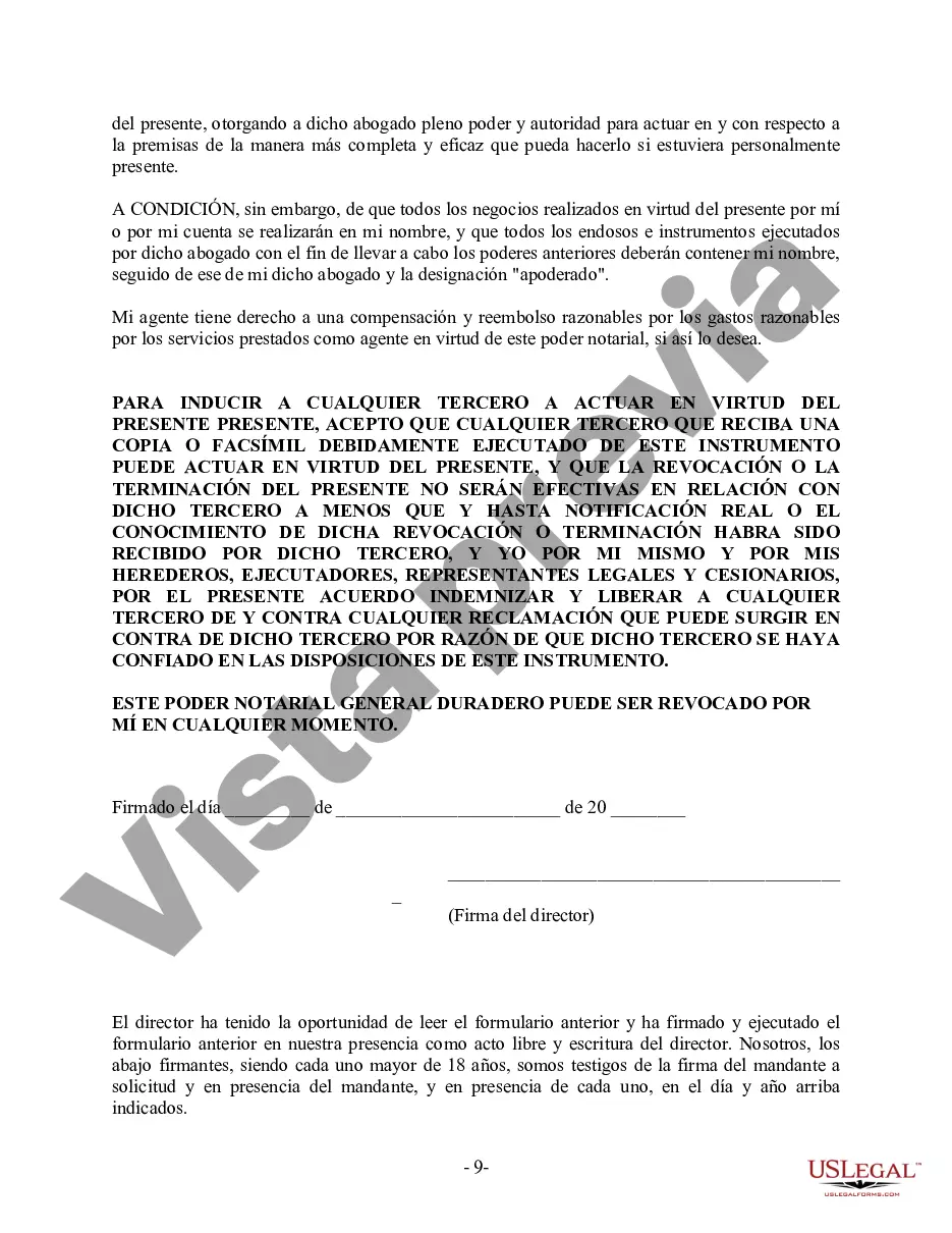 Preview Poder General Duradero para Bienes y Finanzas o Financiero Efectivo Inmediatamente