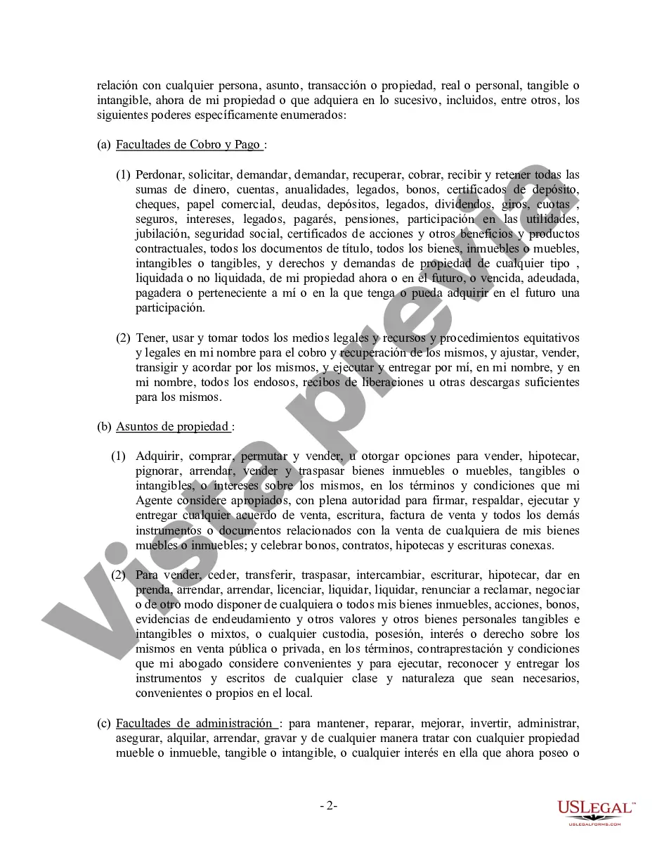 Preview Poder General Duradero para Bienes y Finanzas o Financiero Efectivo Inmediatamente