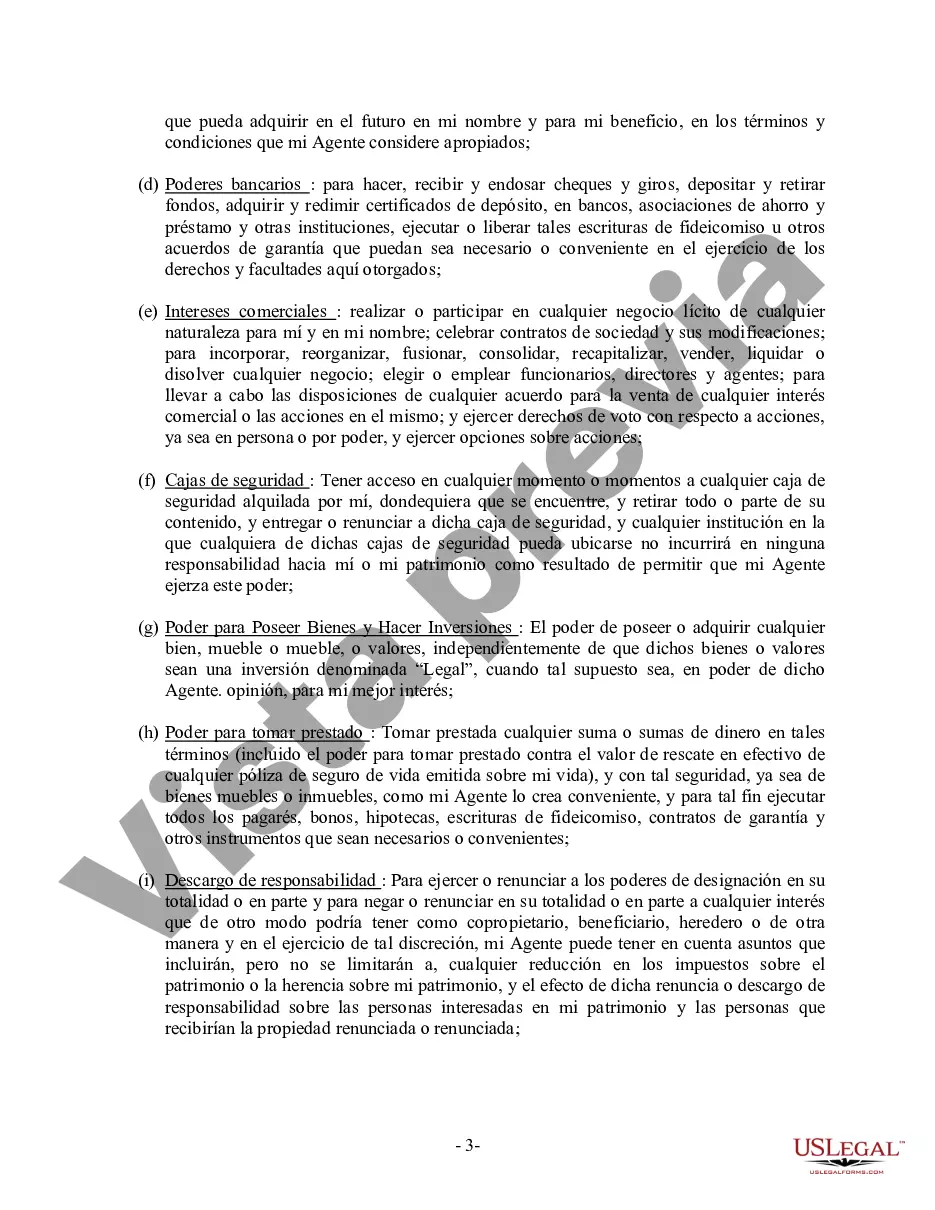 Preview Poder General Duradero para Bienes y Finanzas o Financiero Efectivo Inmediatamente
