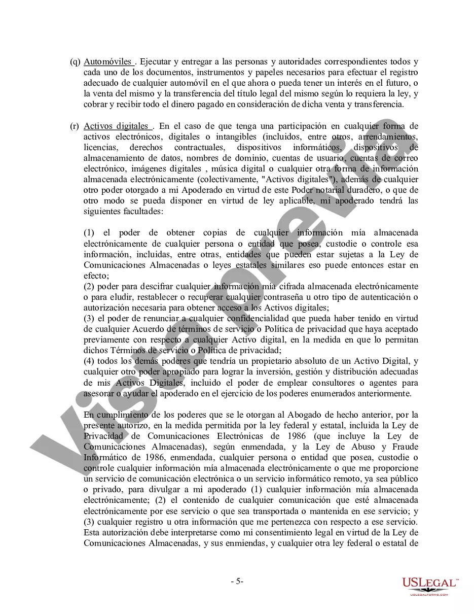 Preview Poder General Duradero para Bienes y Finanzas o Financiero Efectivo Inmediatamente