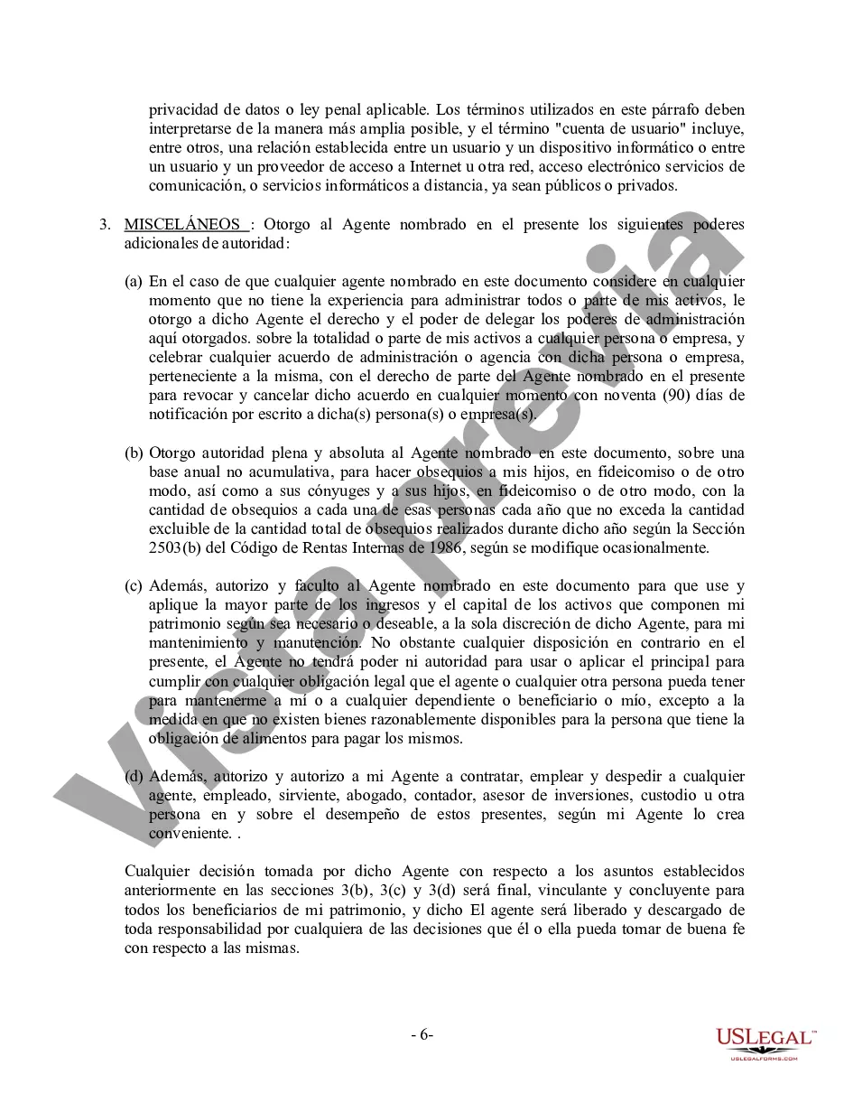 Preview Poder General Duradero para Bienes y Finanzas o Financiero Efectivo Inmediatamente