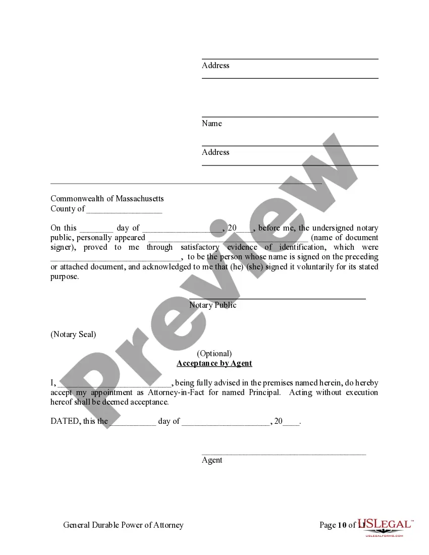 Preview General Durable Power of Attorney for Property and Finances or Financial Effective Immediately