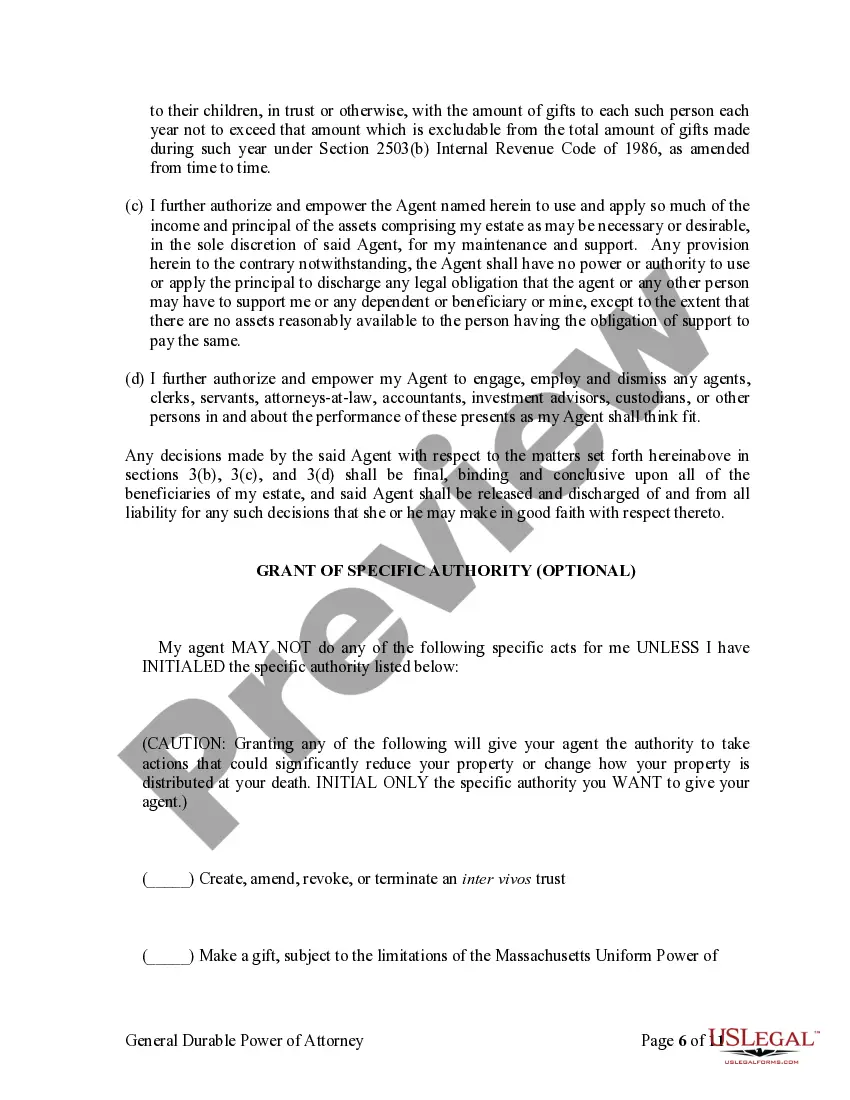 Preview General Durable Power of Attorney for Property and Finances or Financial Effective Immediately