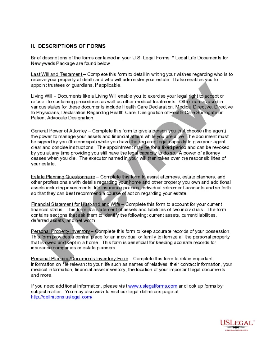 Preview Massachusetts Essential Legal Life Documents for Newlyweds