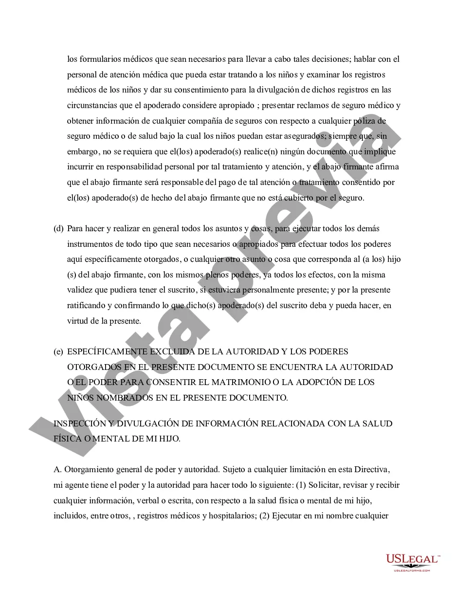 Preview Poder General para el Cuidado y Custodia del Hijo o Hijos