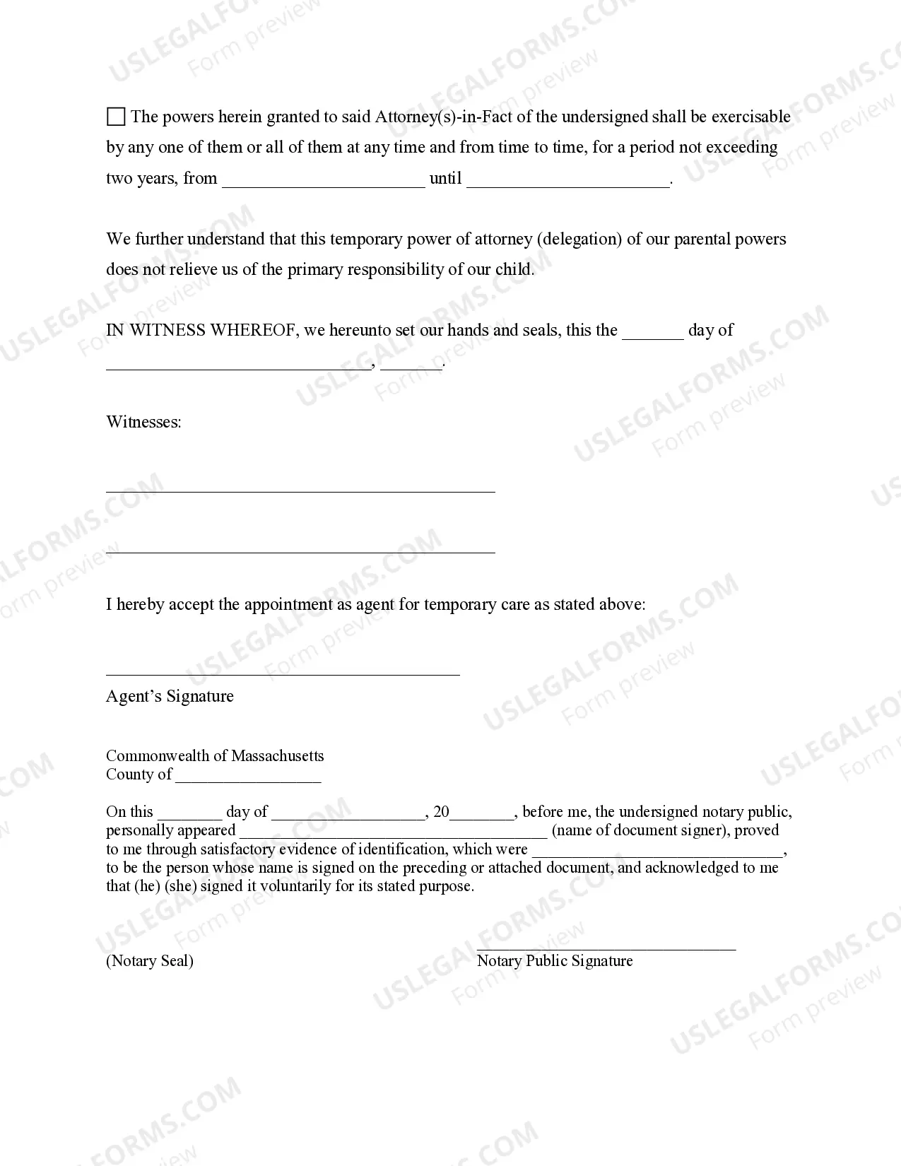 Preview General Power of Attorney for Care and Custody of Child or Children