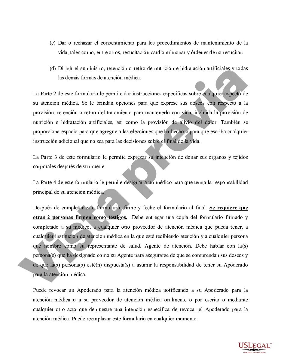 Preview Testamento vital del apoderado para la atención de la salud