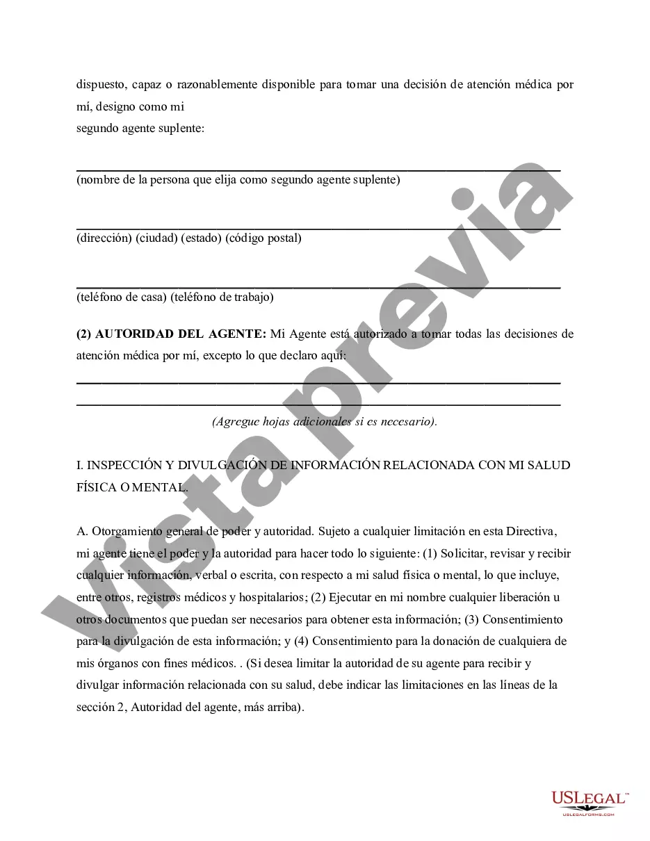 Preview Testamento vital del apoderado para la atención de la salud
