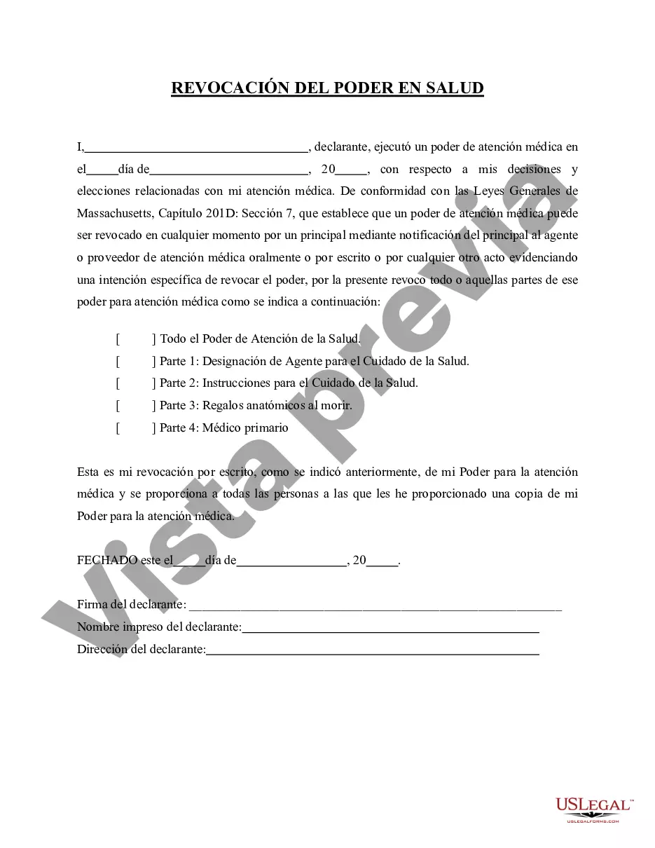 Preview Revocación del poder de atención médica