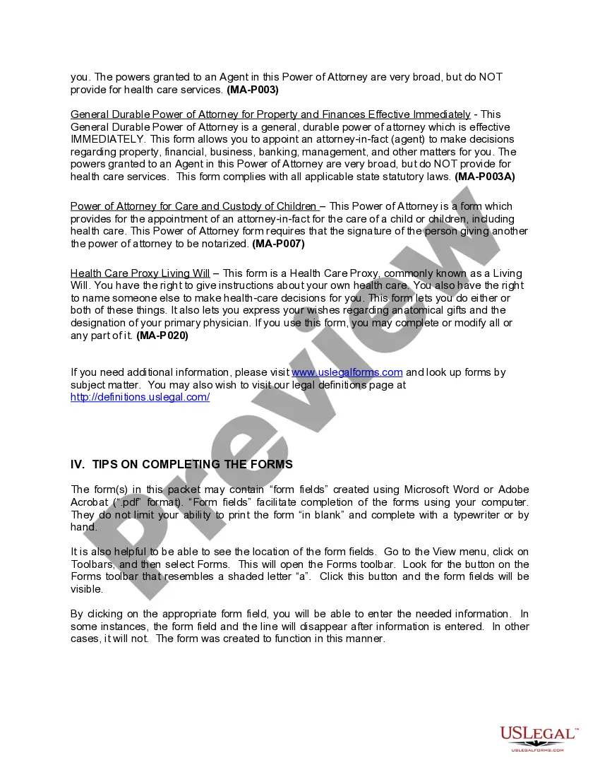 Get Massachusetts Power of Attorney Forms Package Preview Massachusetts Power of Attorney Forms Package