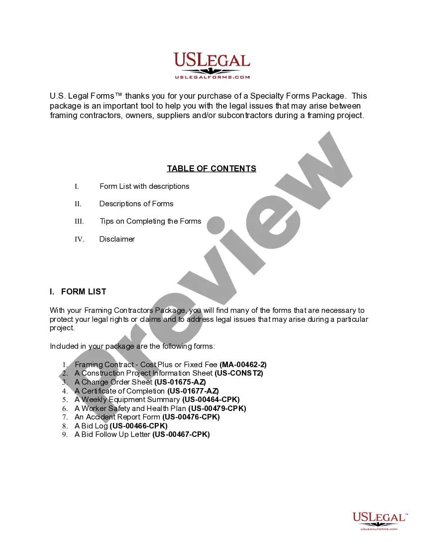 Get Massachusetts Framing Contractor Package Preview Massachusetts Framing Contractor Package