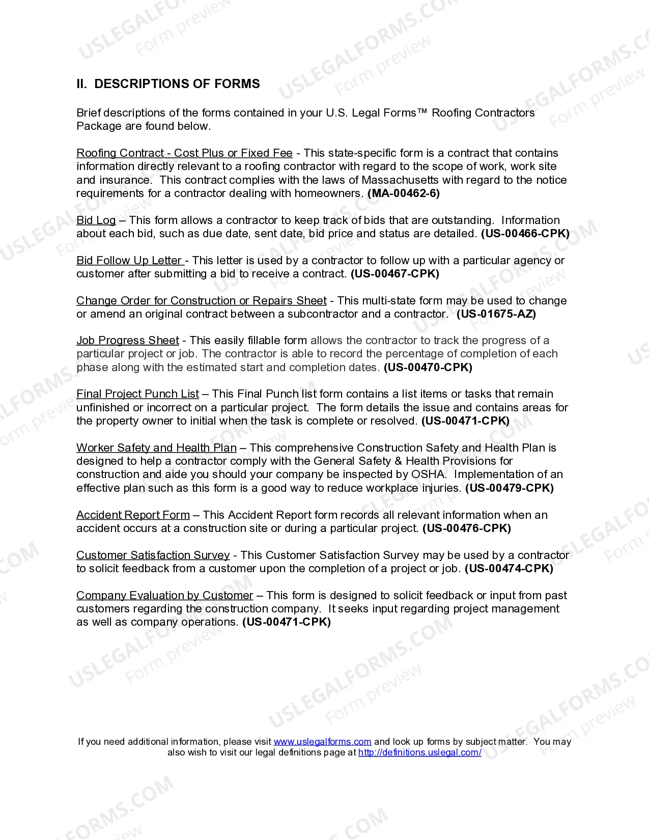 Preview Massachusetts Roofing Contractor Package