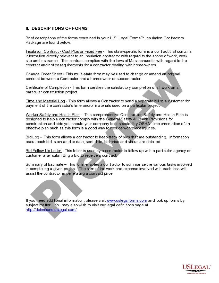 Get Massachusetts Insulation Contractor Package Preview Massachusetts Insulation Contractor Package