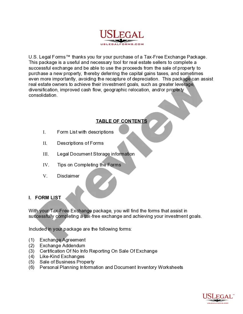 Preview Massachusetts Tax Free Exchange Package