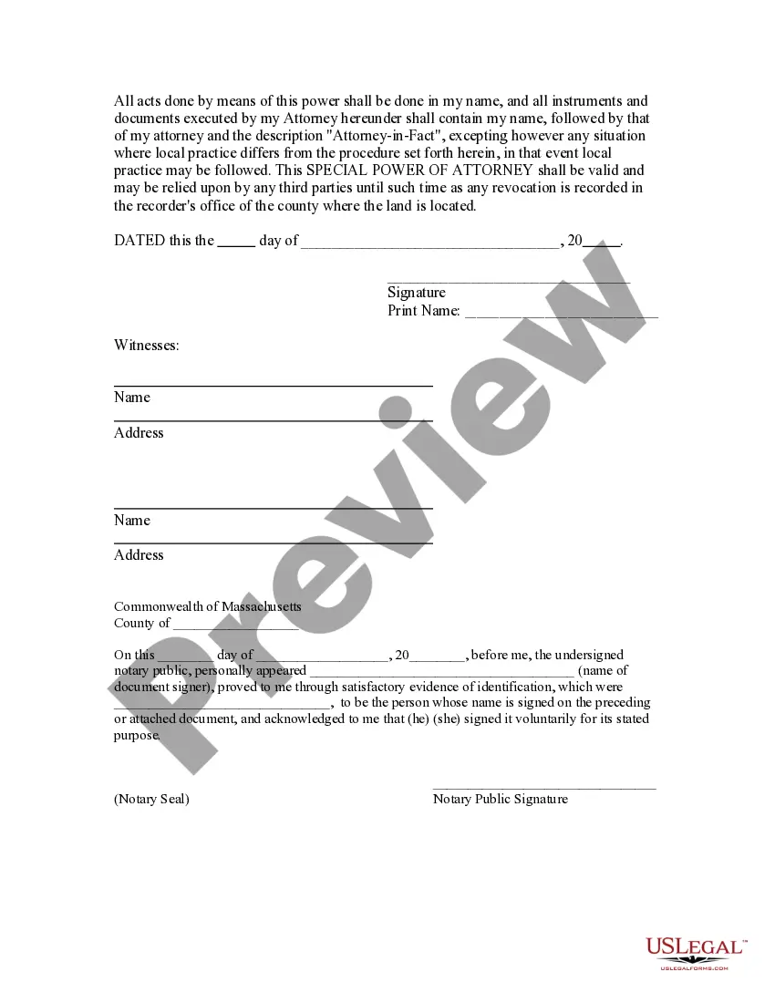 Preview Special or Limited Power of Attorney for Real Estate Purchase Transaction by Purchaser