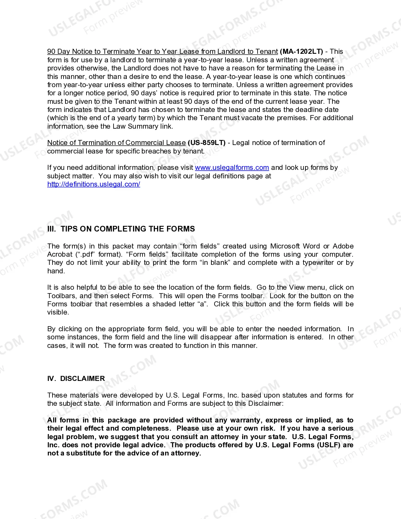 Preview Massachusetts Commercial Lease Package