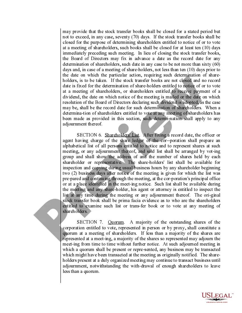 Preview Sample Bylaws for a Massachusetts Professional Corporation