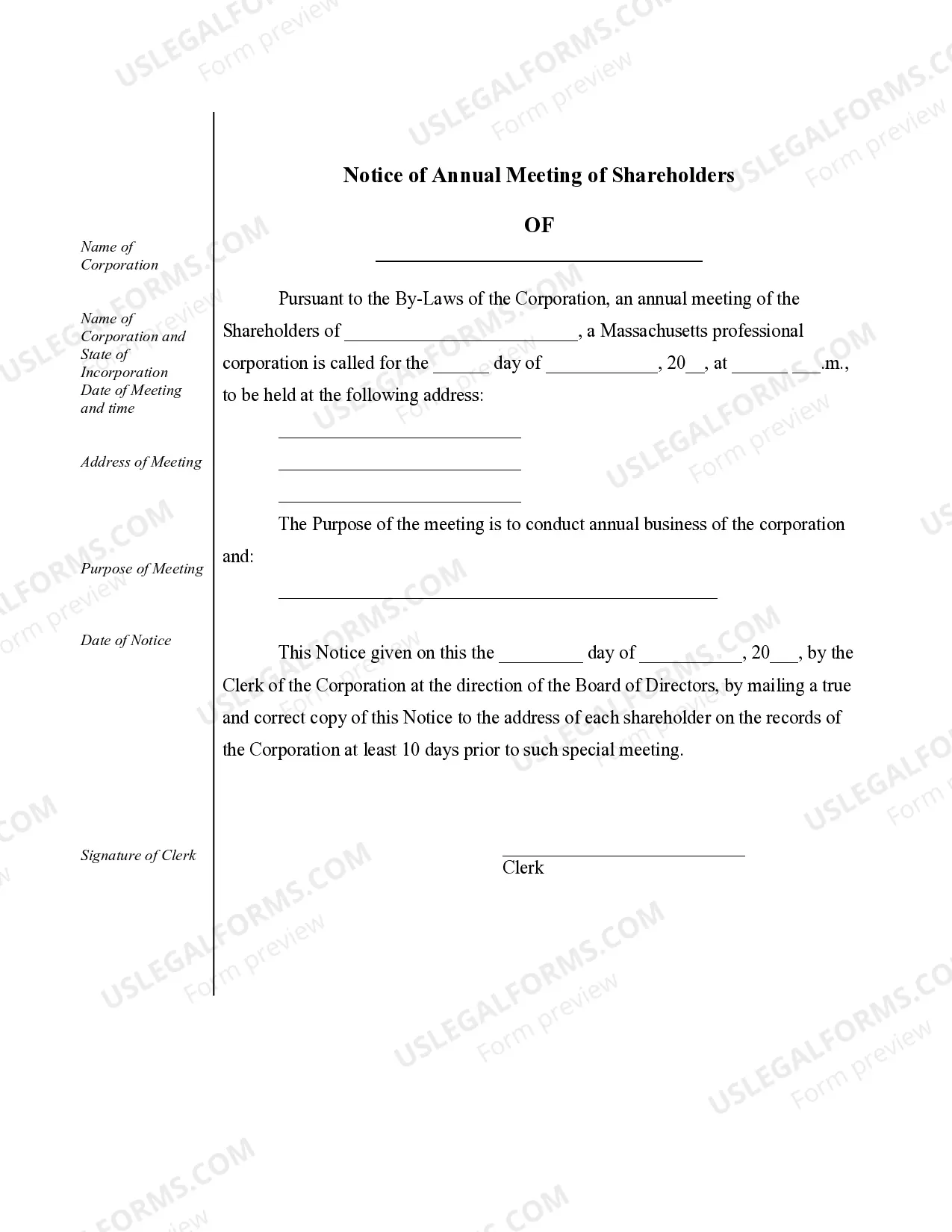 Preview Sample Corporate Records for a Massachusetts Professional Corporation