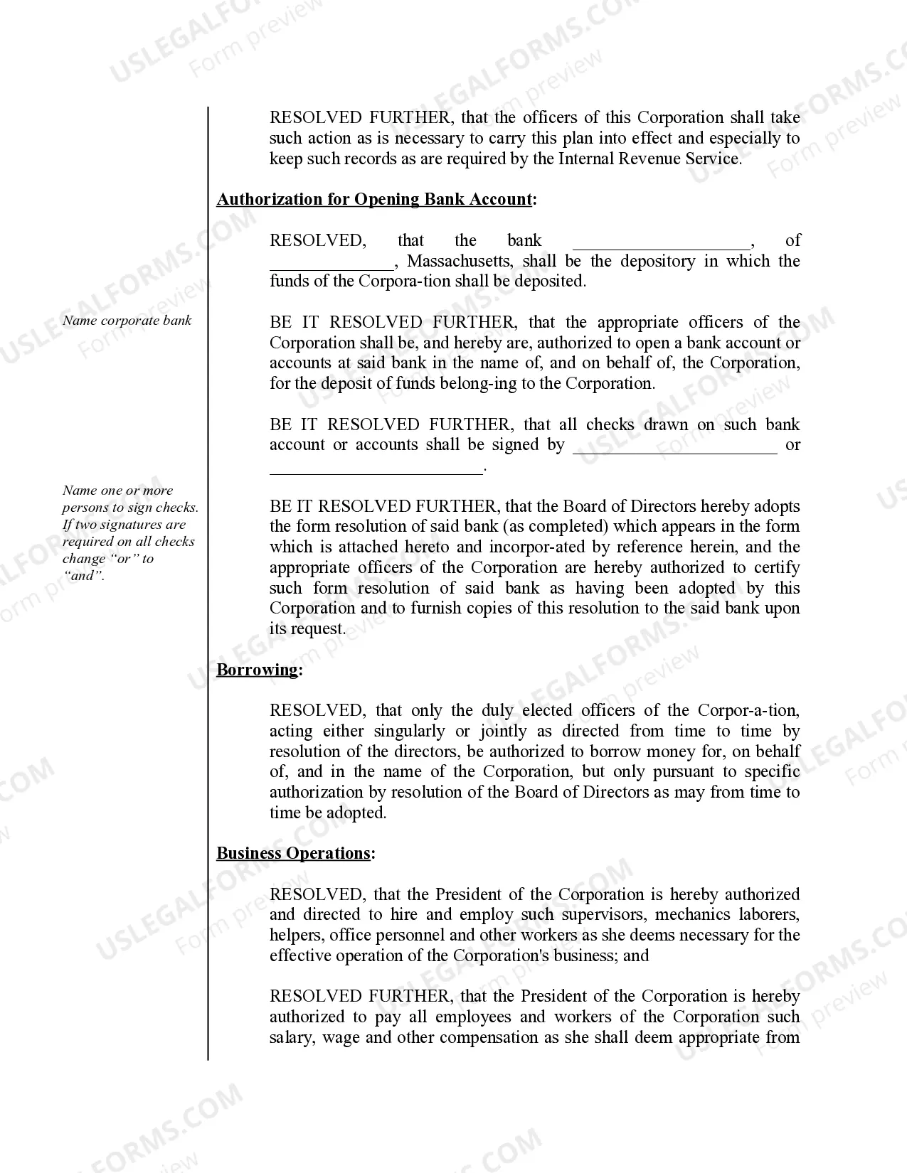 Preview Organizational Minutes for a Professional Corporation