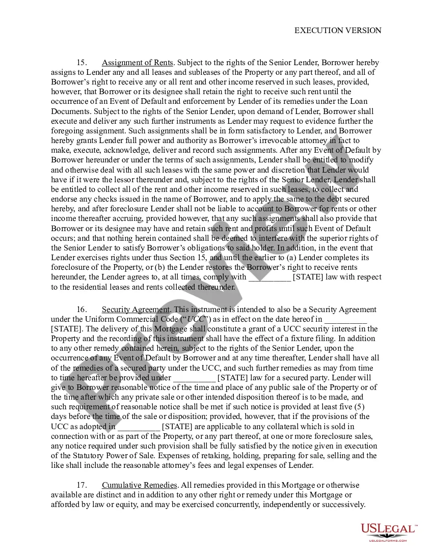 Get Mortgage, Security Agreement, and Assignment of Leases and Rents Preview Mortgage, Security Agreement, and Assignment of Leases and Rents