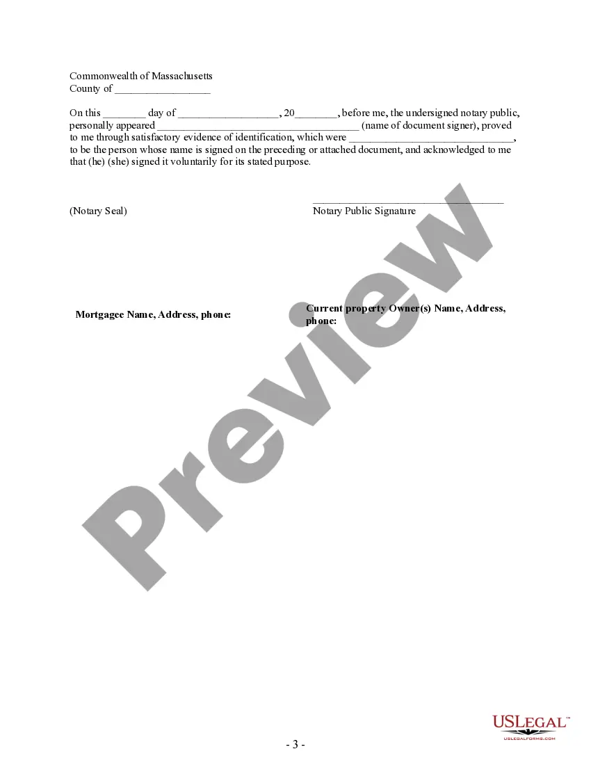 Preview Satisfaction, Release or Cancellation of Mortgage by Individual