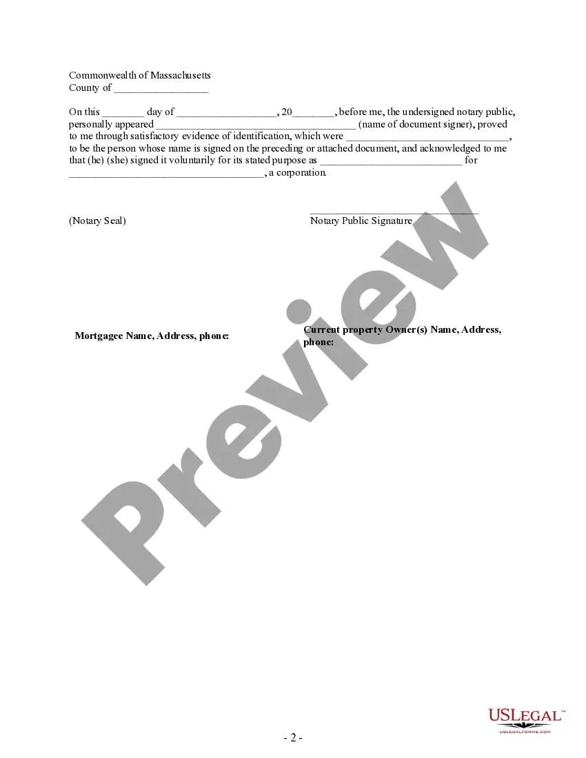 Preview Partial Release of Property From Mortgage by Individual Holder