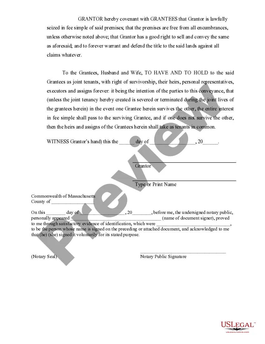 Get Warranty Deed to Separate Property of One Spouse to Both Spouses as Joint Tenants Preview Warranty Deed to Separate Property of One Spouse to Both Spouses as Joint Tenants