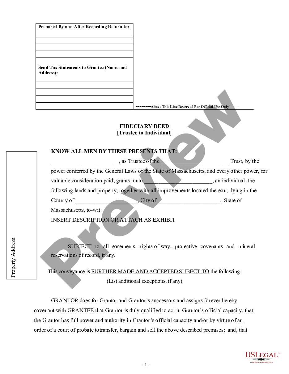page 3 Fiduciary Deed - Trustee to Individual preview