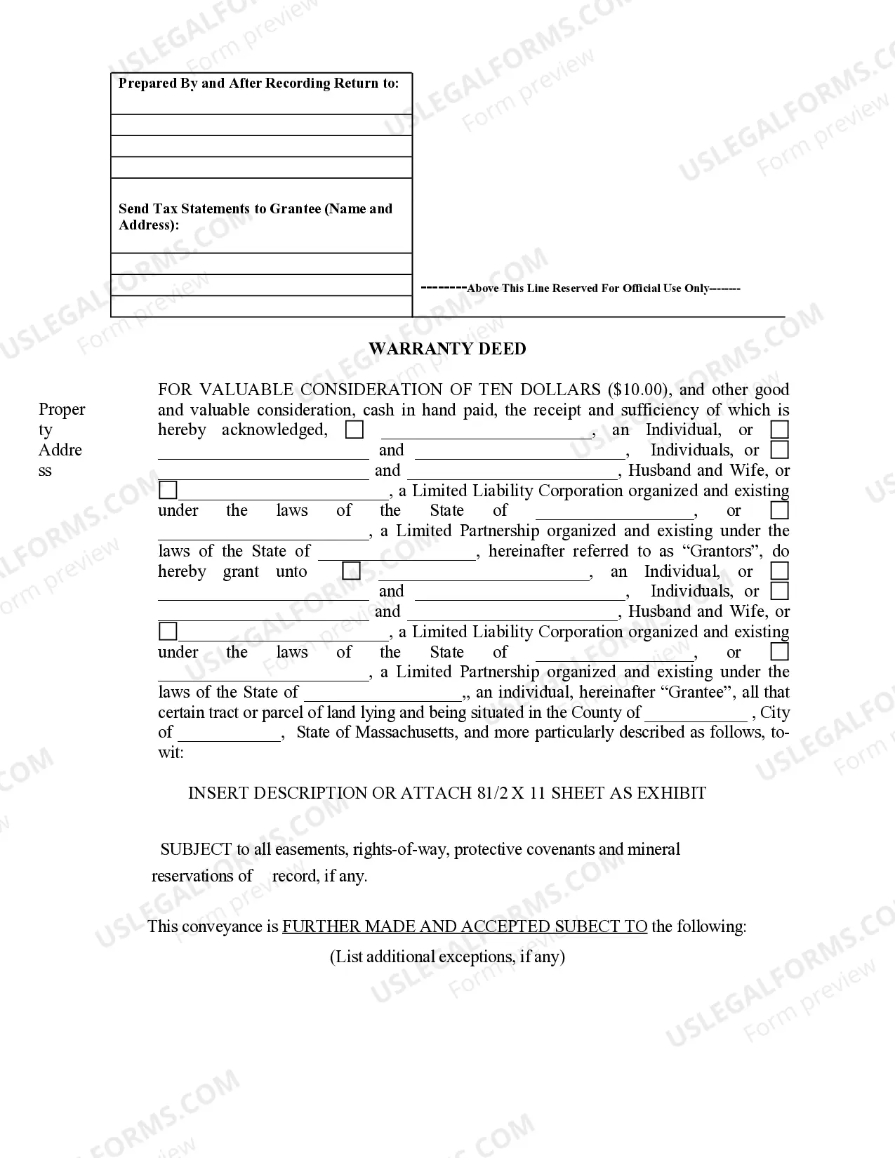 Preview Warranty Deed from Limited Partnership or LLC is the Grantor, or Grantee