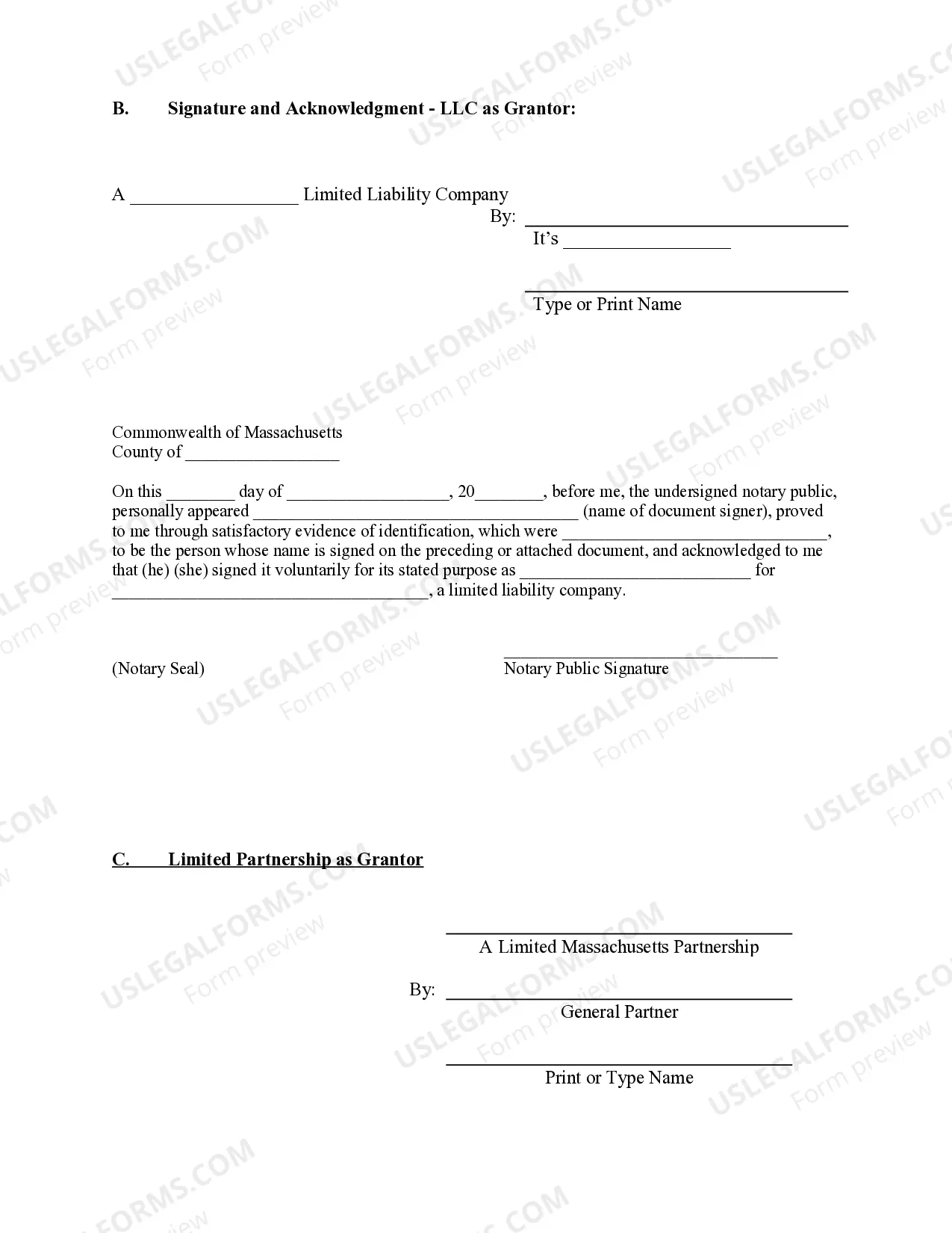 Preview Warranty Deed from Limited Partnership or LLC is the Grantor, or Grantee