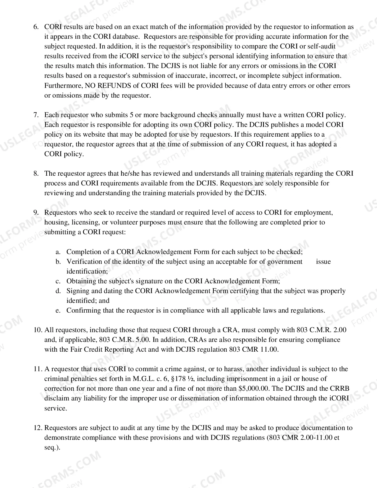 Preview Request For Record Information