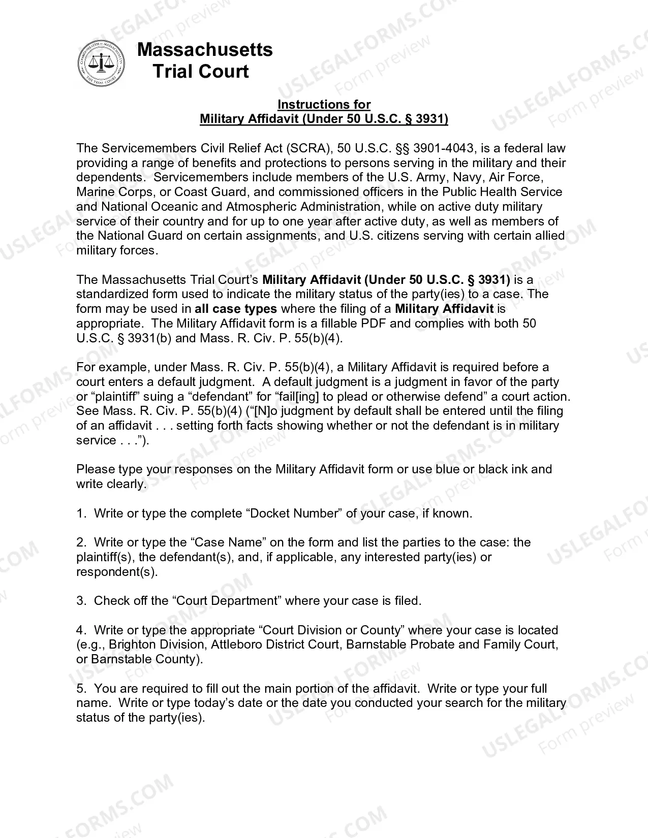Preview Military Affidavit