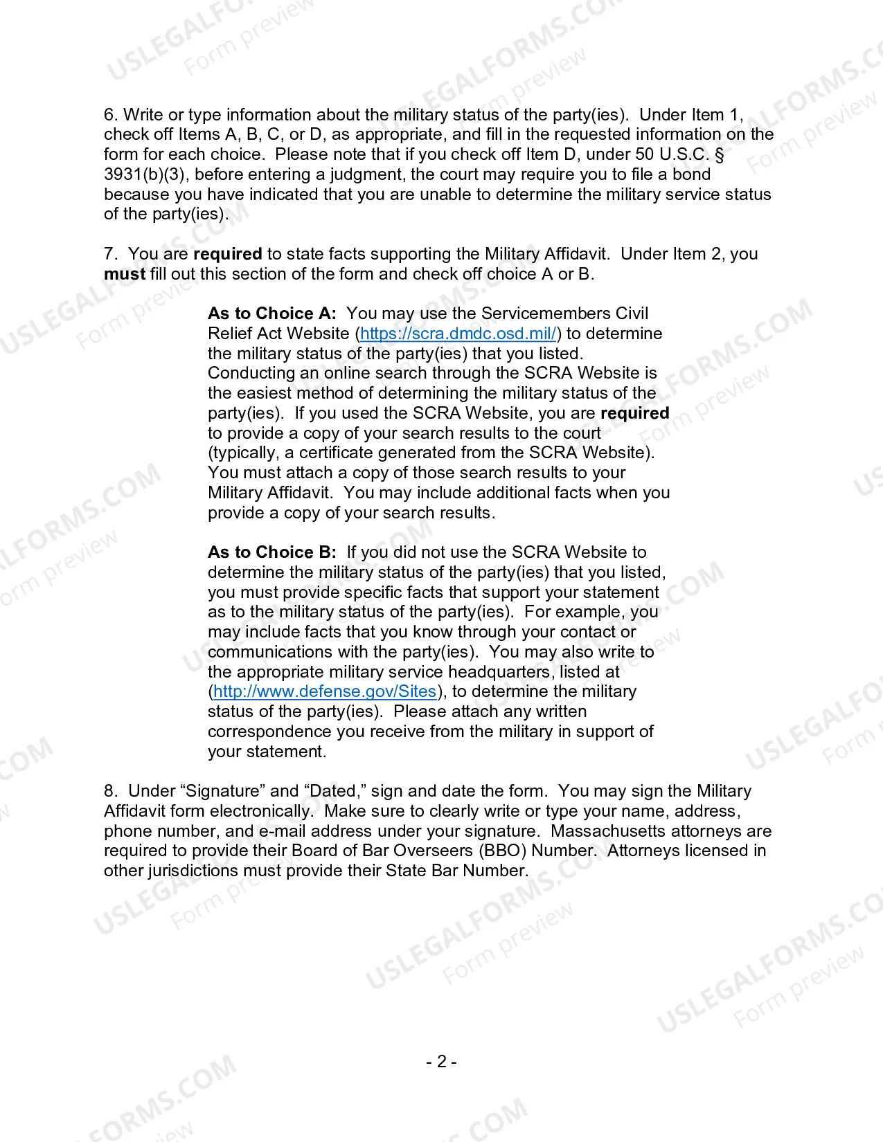 Preview Military Affidavit