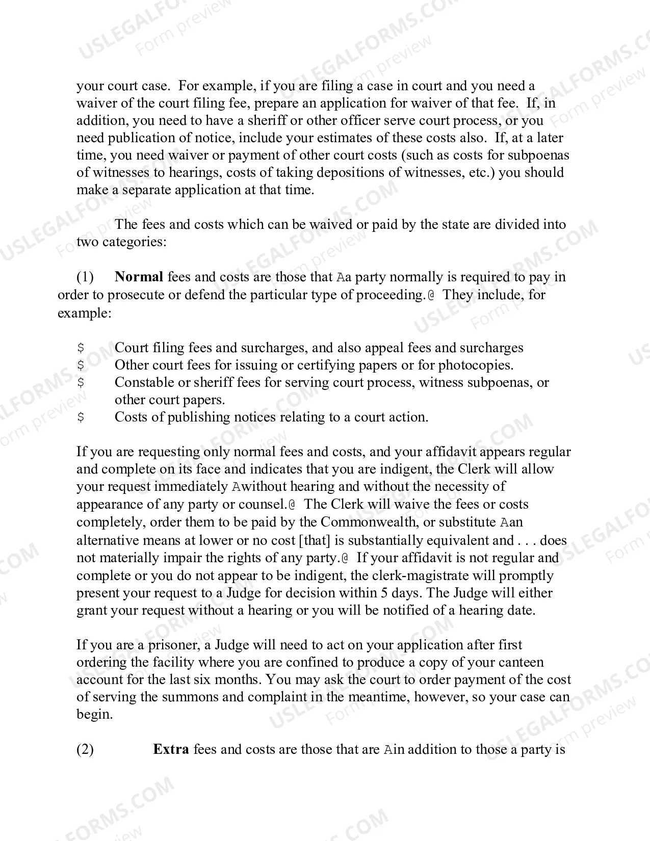 Preview Instructions for Affidavit of Indigency -Revised July 2007