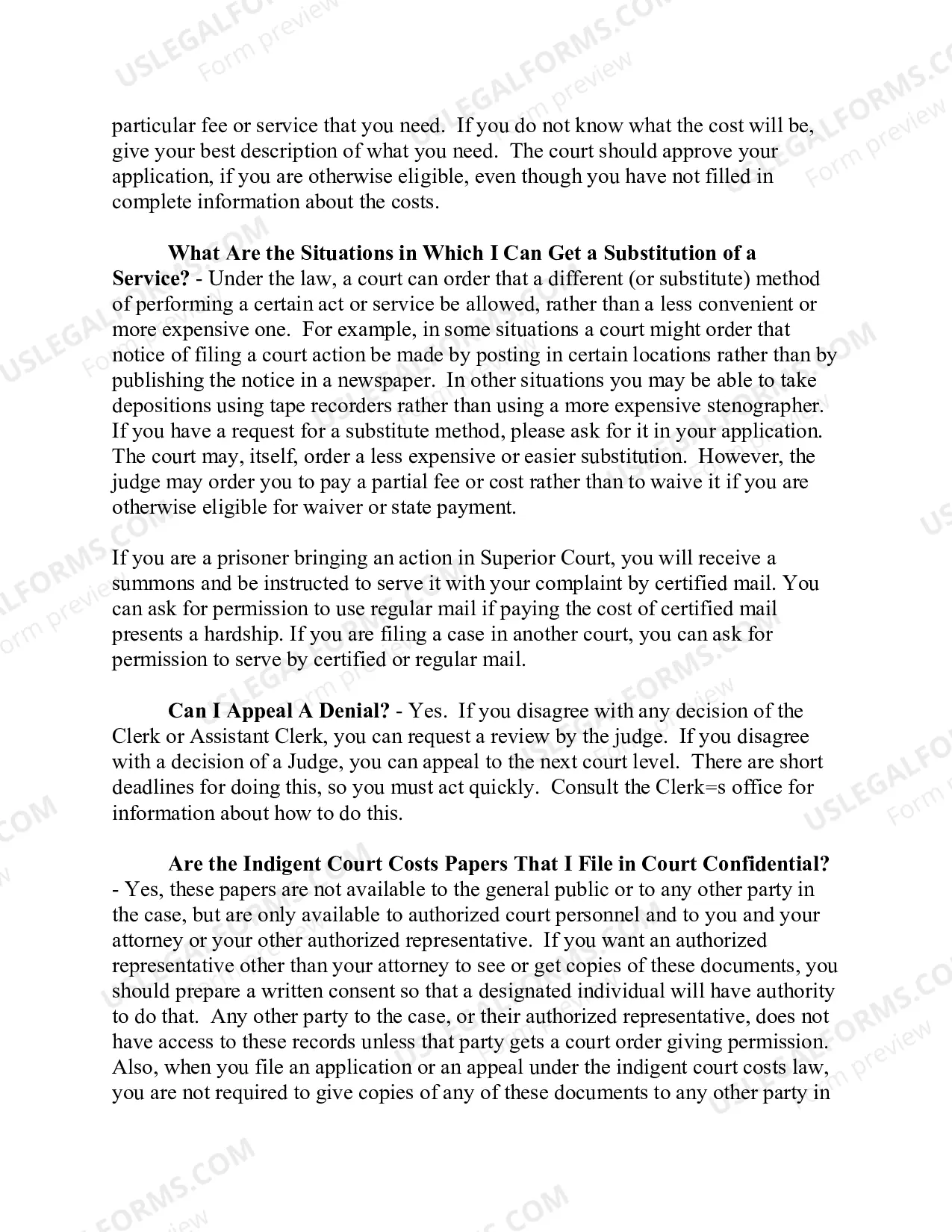 Preview Instructions for Affidavit of Indigency -Revised July 2007