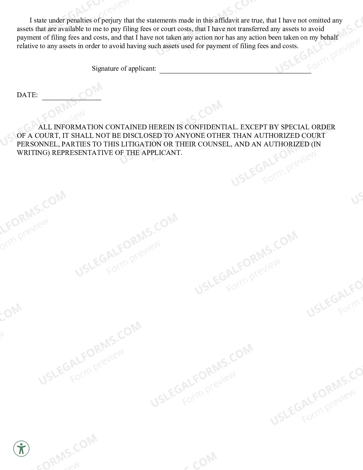 Preview Inmate Affidavit - Revised July 2007